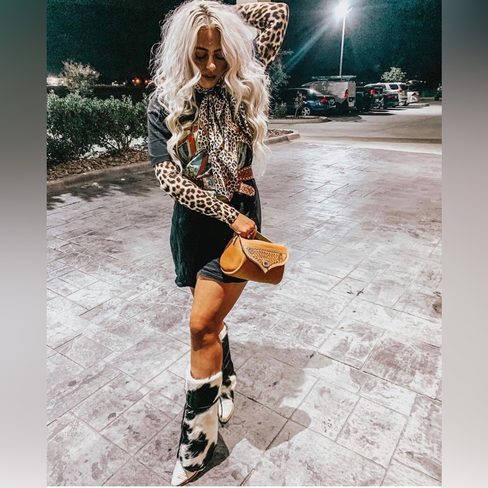 Boot Rugs Cowhide Leather Western Style Cowgirl Covers Light Speckled Brown